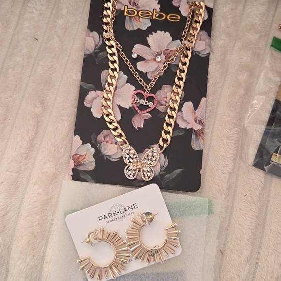 bebe Jewelry - Bebe Gold Necklace with Silver Accents and park and lane earrings bundle